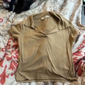Tan Ribbed Women's Top